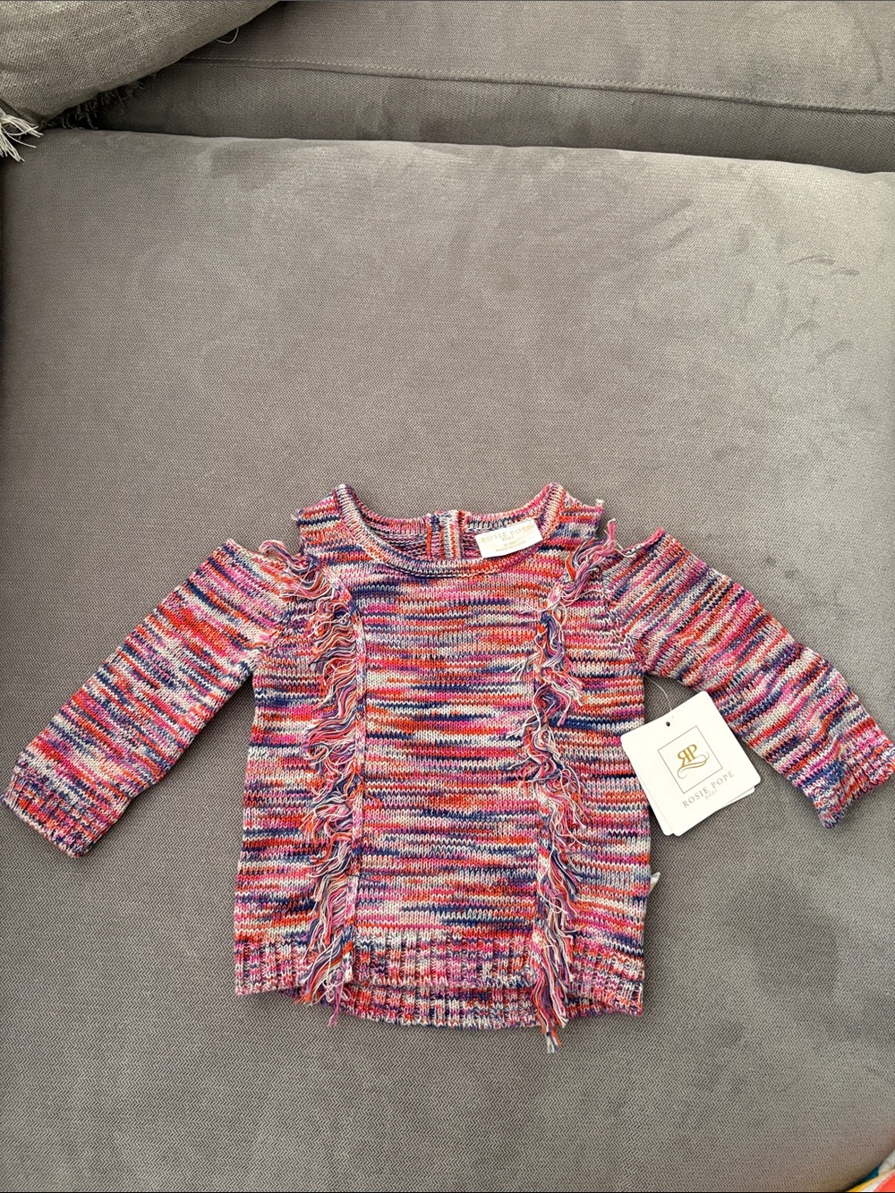 Multi-Color Fringe Knit Sweater Top for Baby